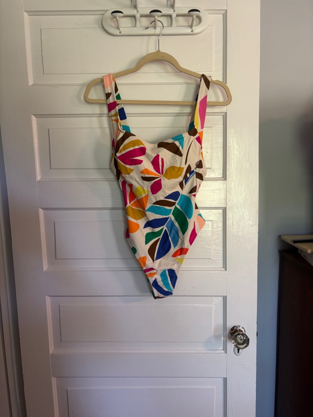 Tabitha Brown One-Piece Swimsuit with Bright Tropical Leaf Print - Multicolor